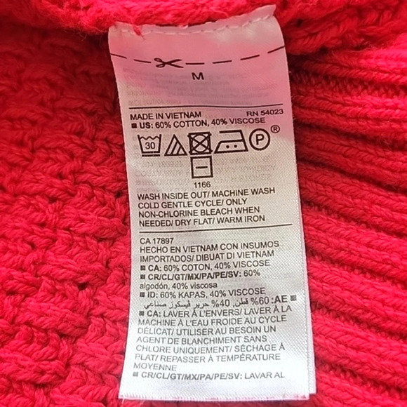 Old Navy Red Chunky Knit Tunic Length Sweater - Size Medium - Picture 8 of 8